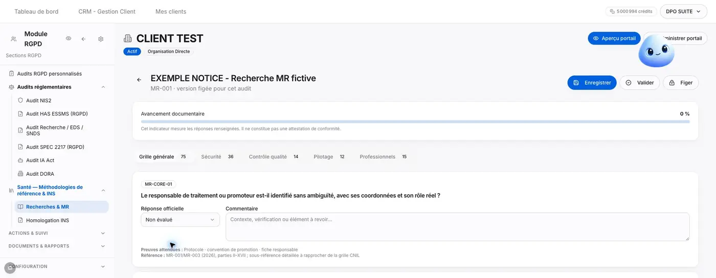 Figure M3 - Un contrôle MR associe réponse, commentaire, preuves attendues et référence. Le contenu documentaire doit être vérifié avant validation.