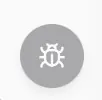 Le bouton rond de signalement de bug, accessible depuis les écrans de l'application.