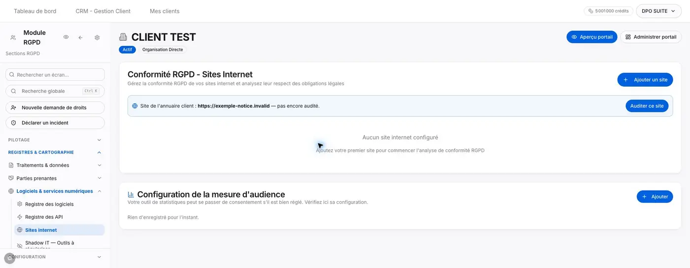 L’URL fictive reste visible dans la bannière de l’annuaire après l’échec de sauvegarde.