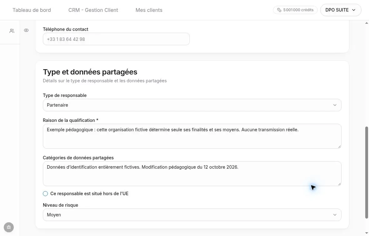 Modification pédagogique conservée dans Catégories de données partagées.
